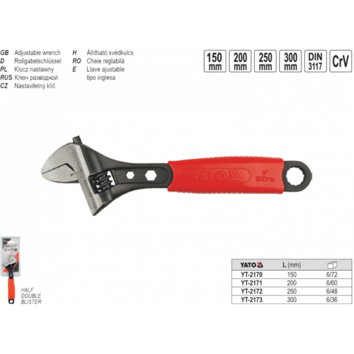 Mỏ lết cáng nhựa hệ mét Yato YT-2172