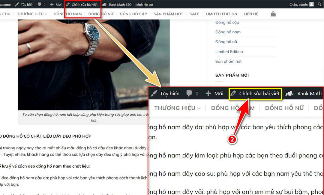 1 chon chinh sua bai viet de vao trong trinh soan thao