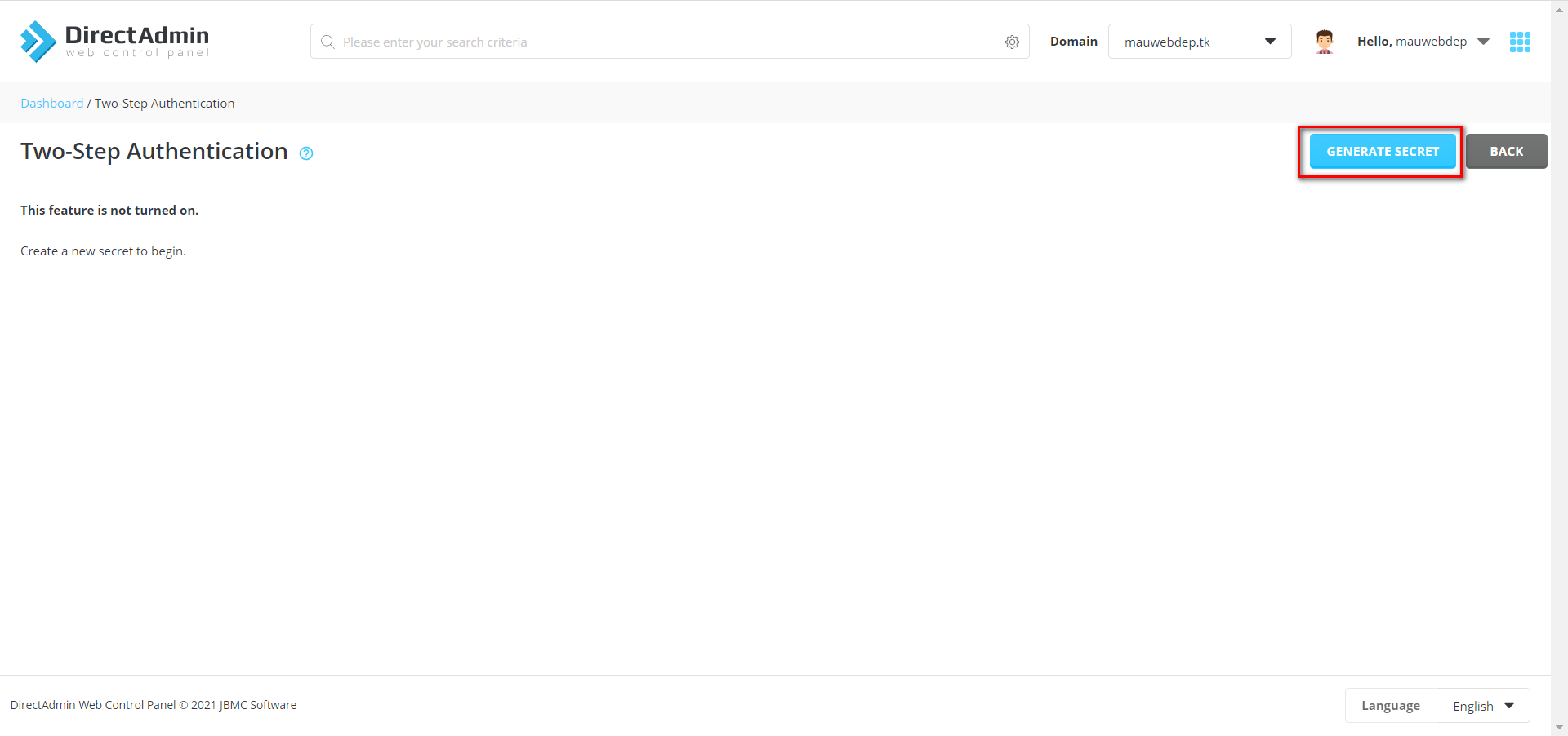 2fa directadmin 2