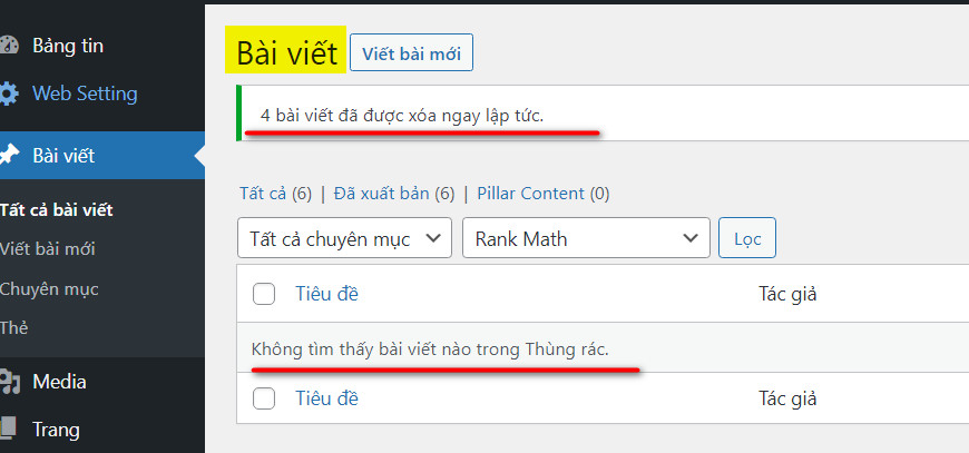 3.3 Tat ca bai viet trong thung rac da dươc xoa xong