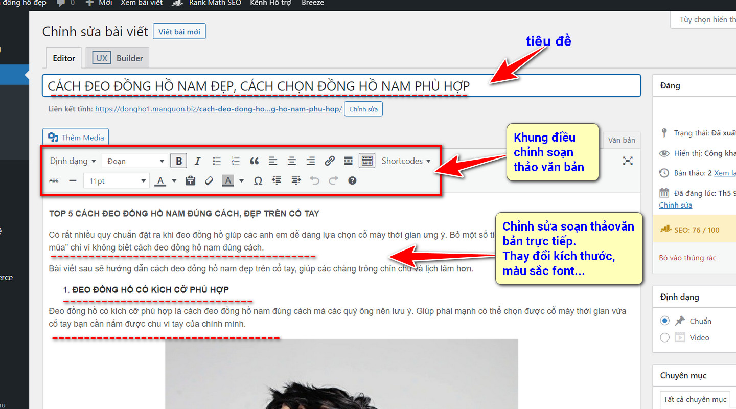 giao dien bai viet chinh sua