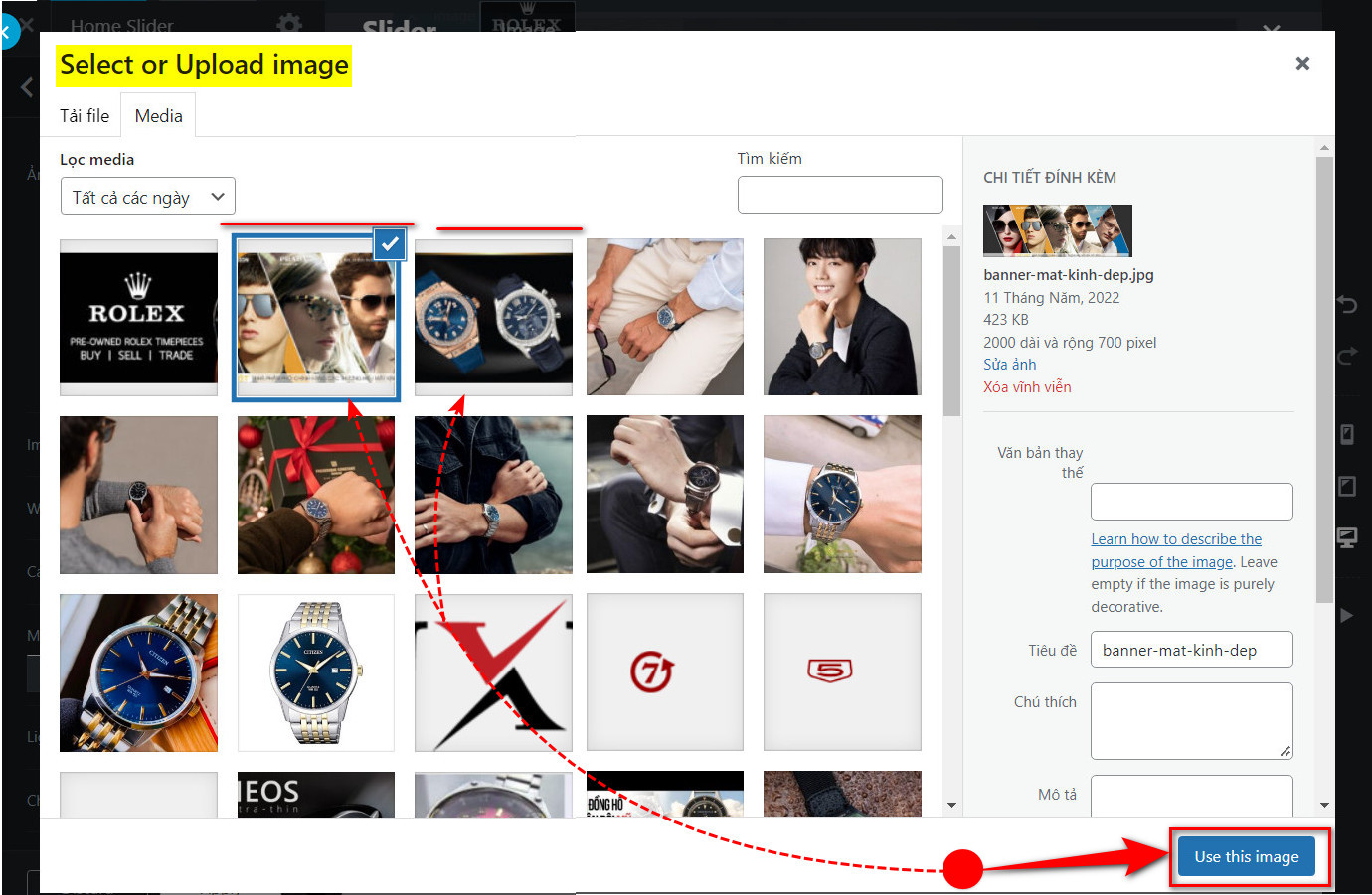 9.1 Click chuot chon Use this image cho cac hinh anh tiep theo