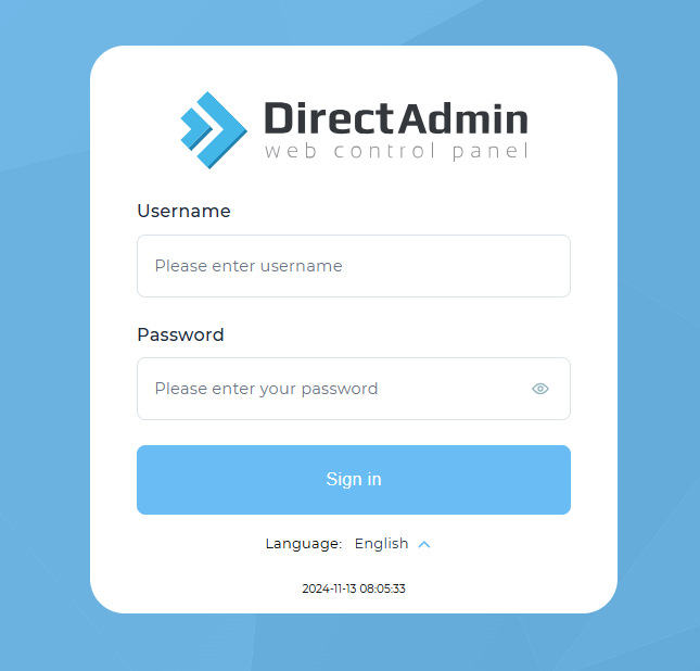 Directadmin Login Page