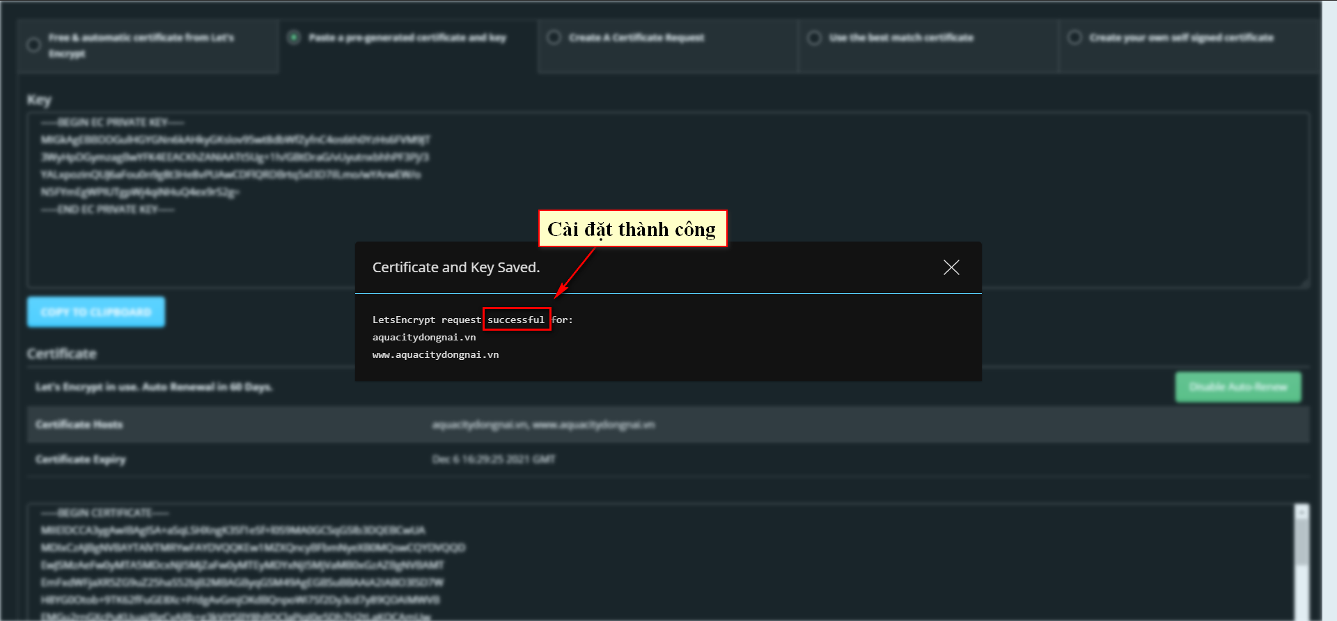 Cài đặt SSL trên hosting Directadmin thành công