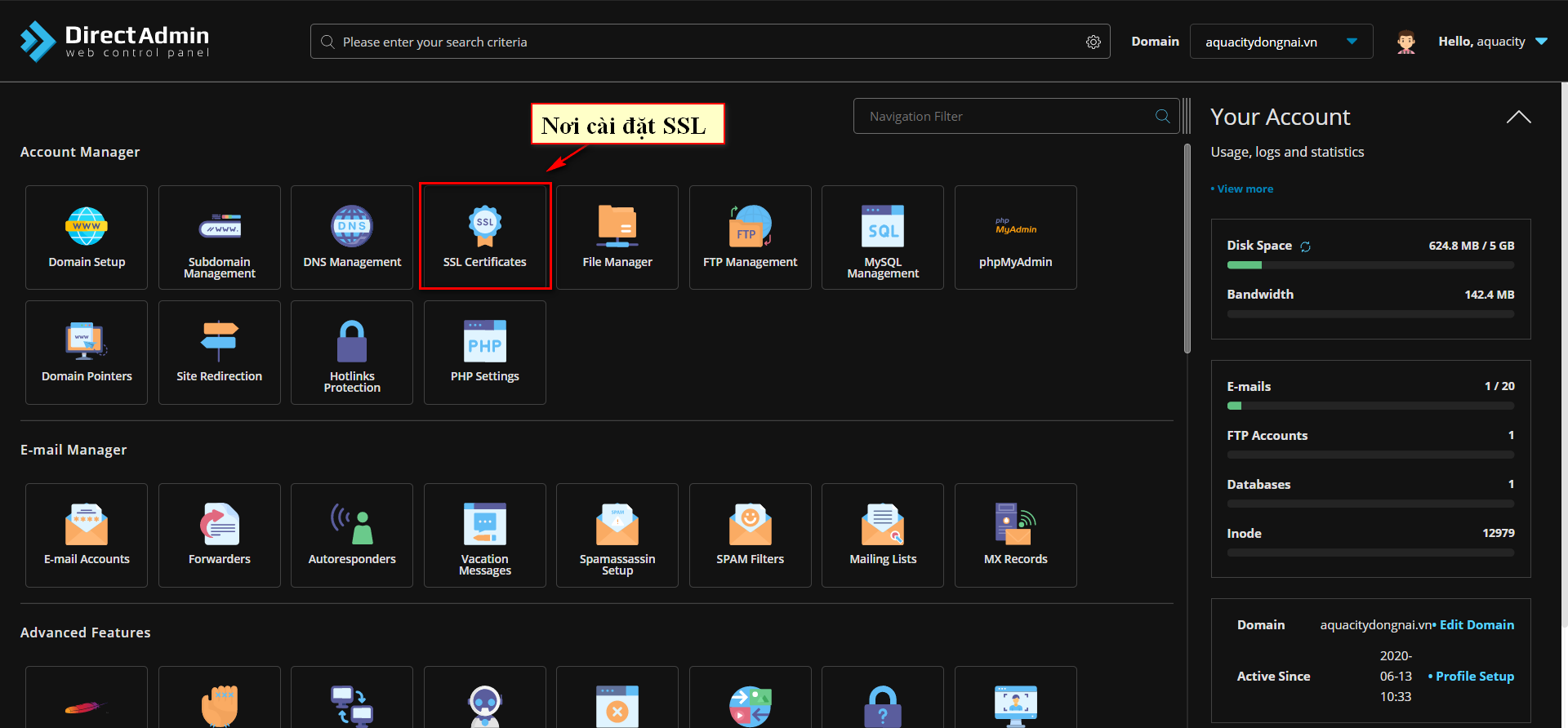 cai dat SSL tren DirectAdmin