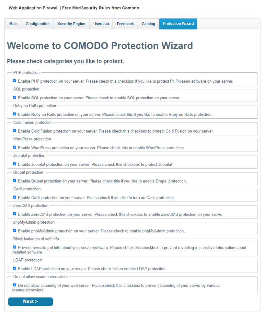 comodo waf config