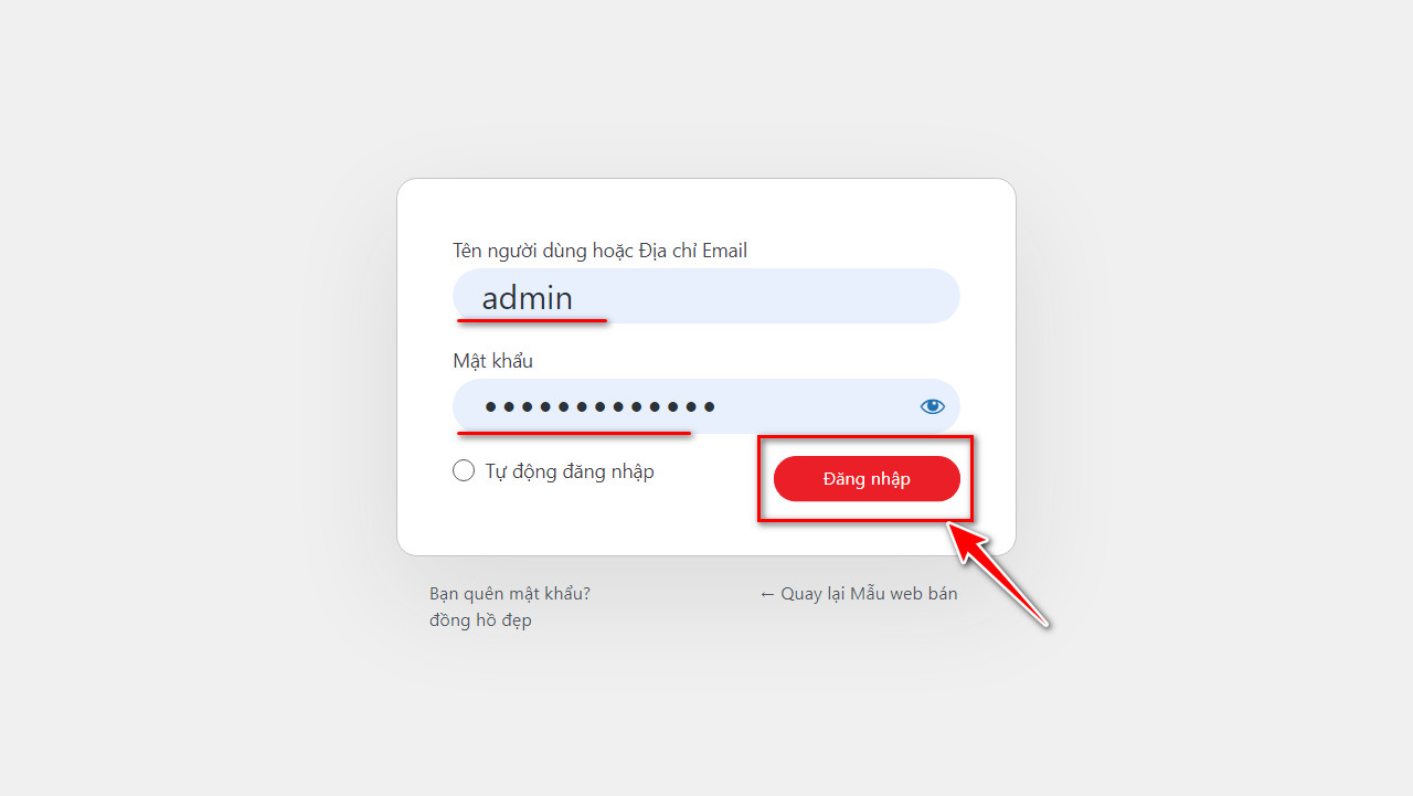 Đăng nhập vào tài khoản quản lý trang web của bạn