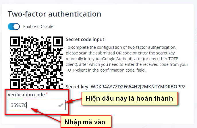 enable 2fa fastpanel 2