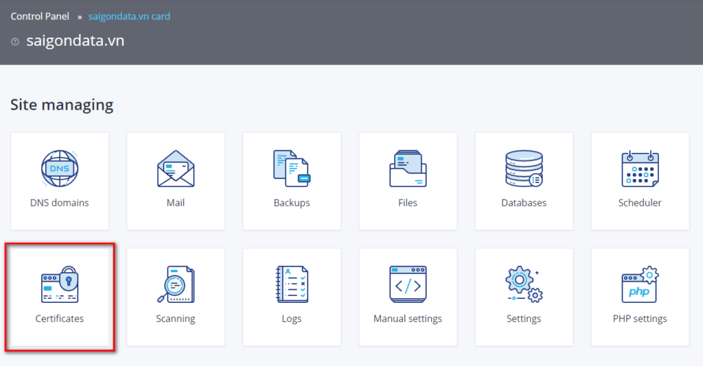 fastpanel Certificates