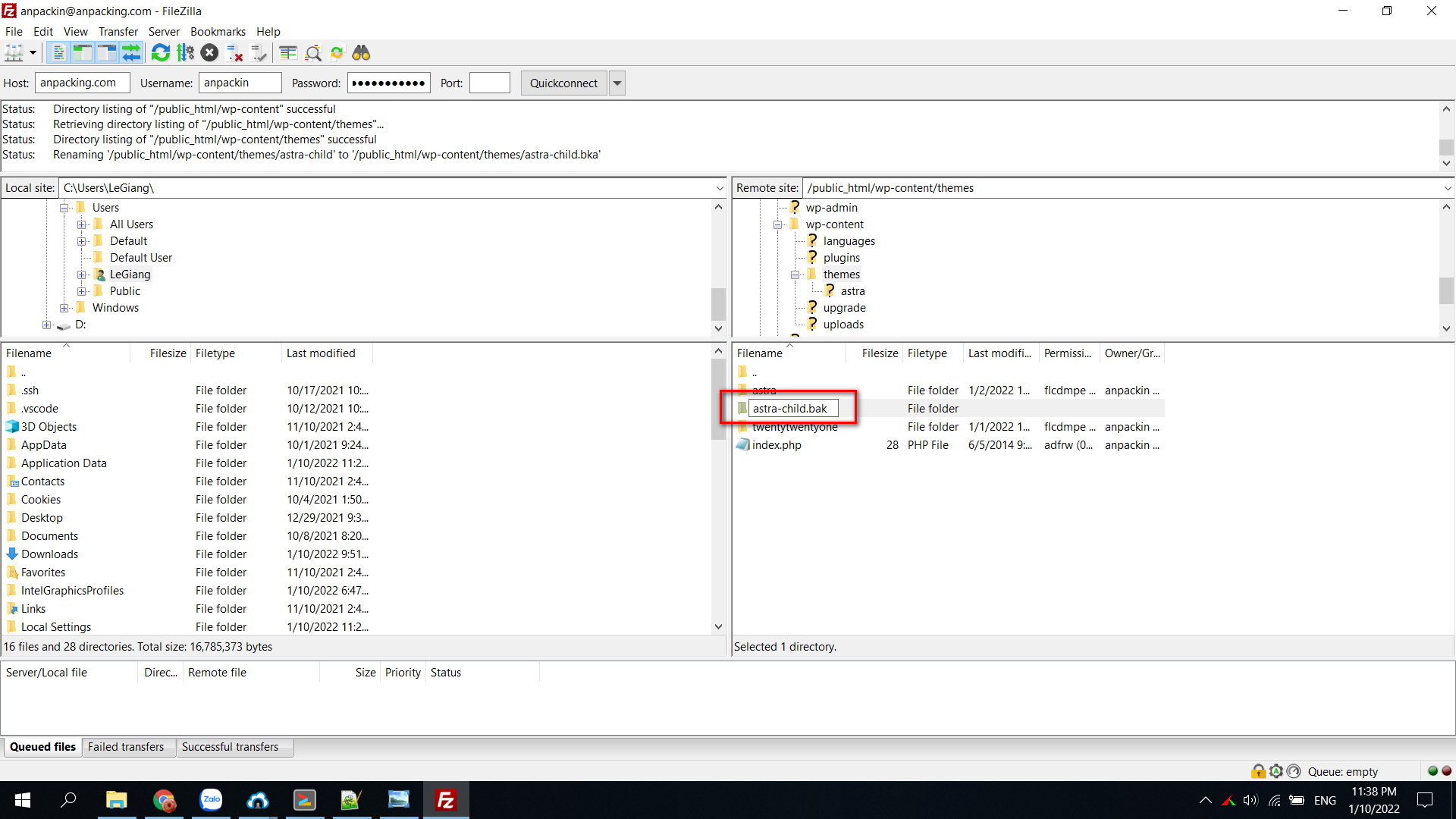 Hướng dẫn sửa lỗi “Sorry, You Are Not Allowed to Access This Page” trên WordPress 18 filezilla 2