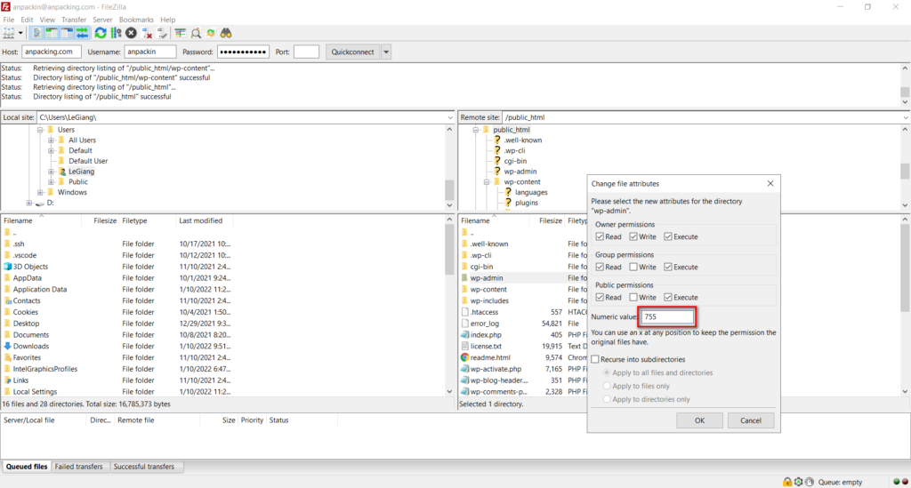 Hướng dẫn sửa lỗi “Sorry, You Are Not Allowed to Access This Page” trên WordPress 22 filezilla 4