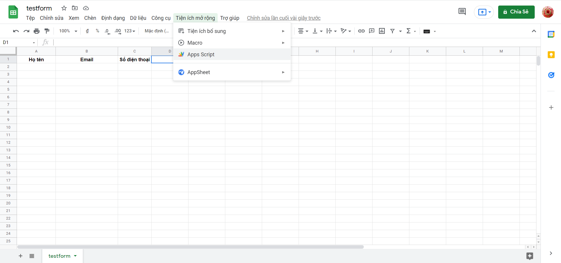 google sheet apps script