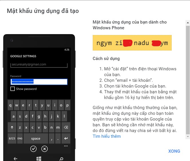 Mật Khẩu ứng Dụng đã Tạo