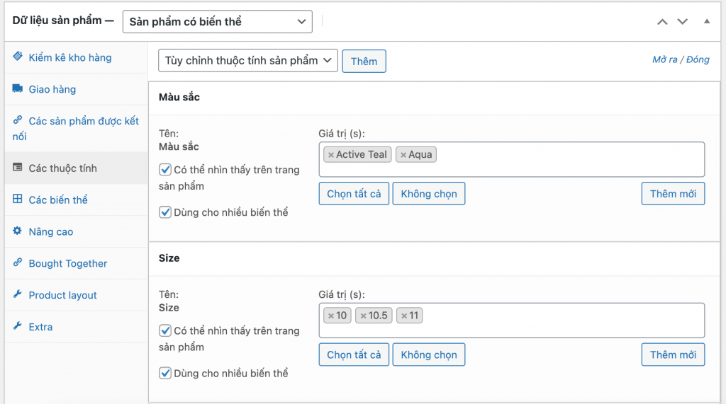 Kick hoạt Variation Swatches for WooCommerce mặc định của flatsome 6 flatsome.xyz sai gon data 4