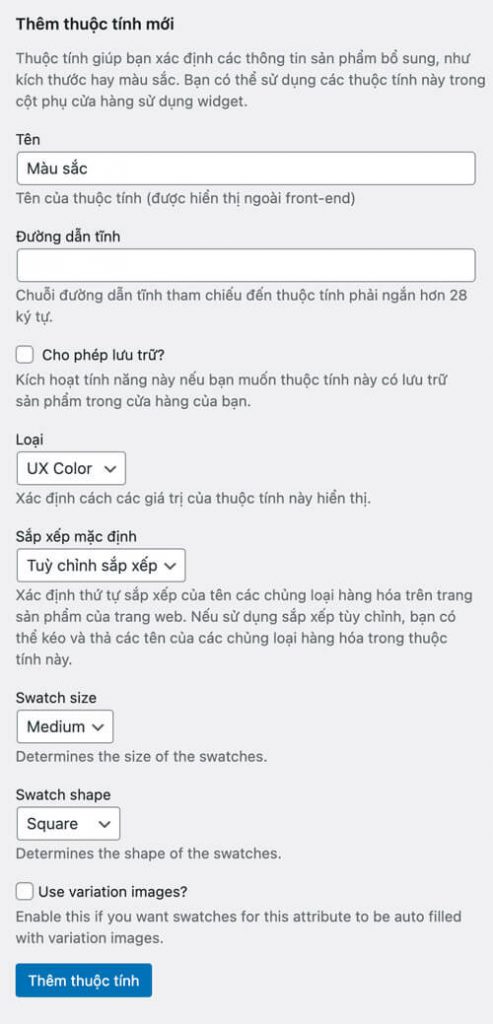Kick hoạt Variation Swatches for WooCommerce mặc định của flatsome 3 flatsome.xyz sai gon data caidatwoo2 493x1024 1