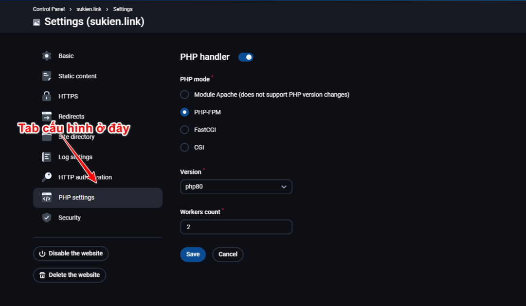 sai gon data php settings