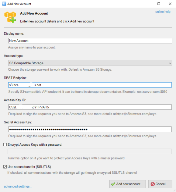 sai gon data s3 browser config