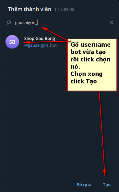 sai gon data them bot vao group