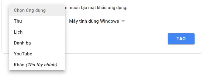 Tạo ứng Dụng Và Mật Khẩu