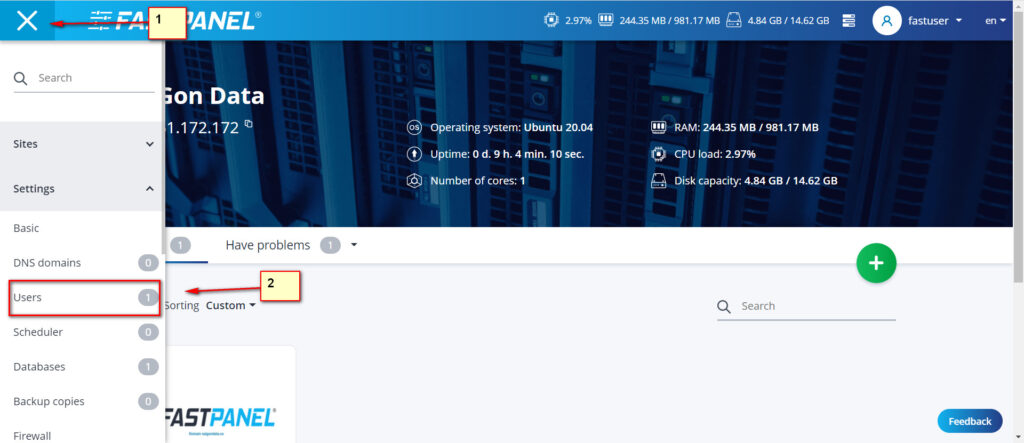 thêm user fastpanel