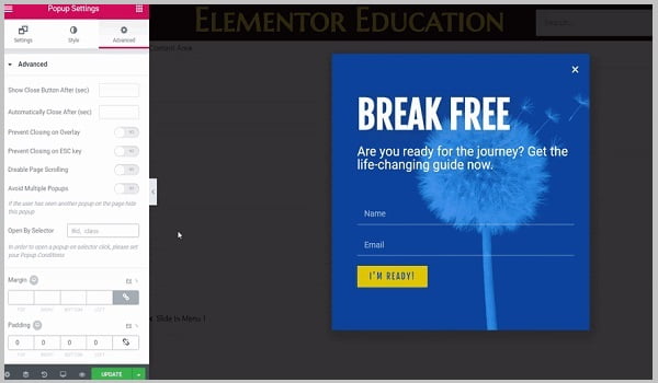 Cách kích hoạt Popup từ một mục Menu điều hướng