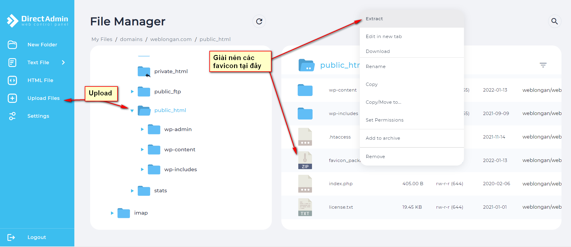 upload favicon