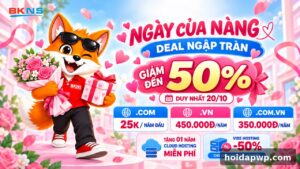 🔥 BKNS giảm đến 50% mừng ngày 20/10 – Tên miền 25K + VIBE Hosting trọn đời