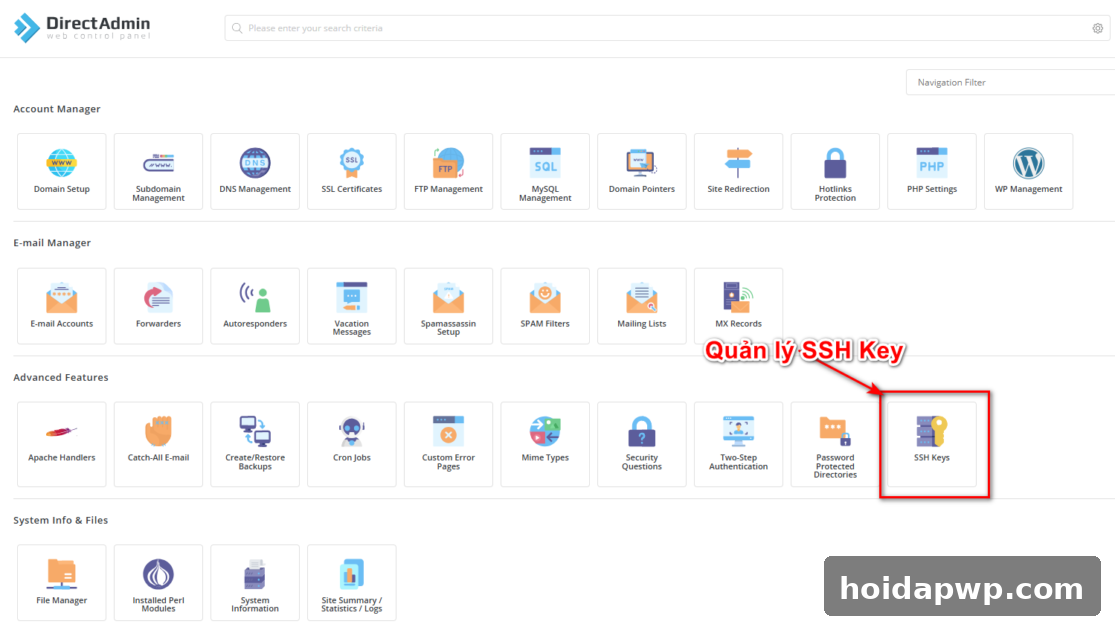 Đăng nhập SSH VPS DirectAdmin không cần mật khẩu: chỉ 2 bước với SSH Key