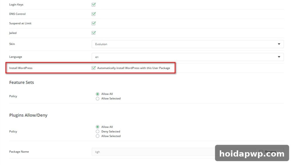 DirectAdmin tự động cài WordPress khi tạo user/domain: chỉ 4 bước thiết lập